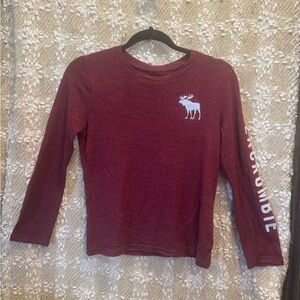 Abercrombie Kids Shirt 9/10 Red White Logo Long Sleeve Preppy Teens